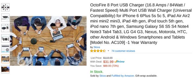 Fotografía - [Offre Alerte] 8-Port 84 Watt 16,8 Chargeur USB Amp OctoFire chute à un bas prix de 32 $ sur Amazon